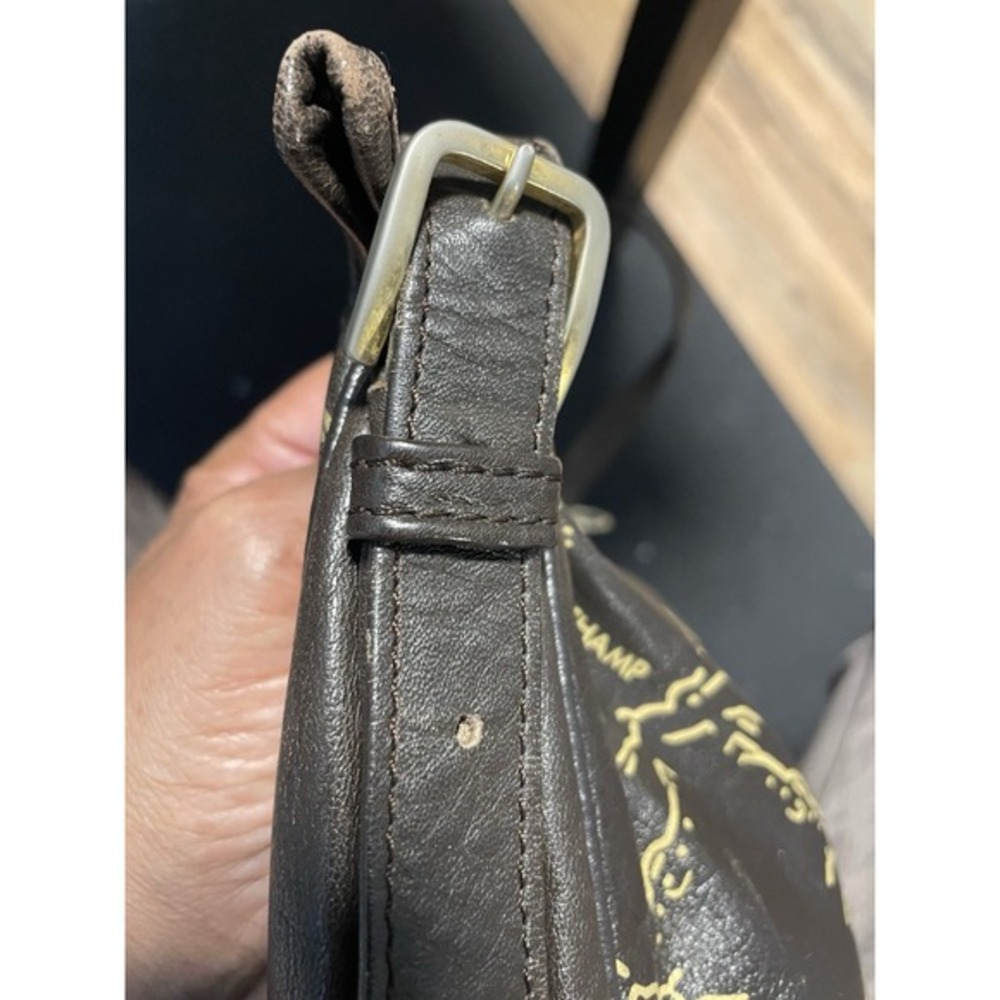 Vintage Longchamp LeatherHorse Logo Print Brown Shoulder Bag Adjustable Strap - Picture 6 of 10